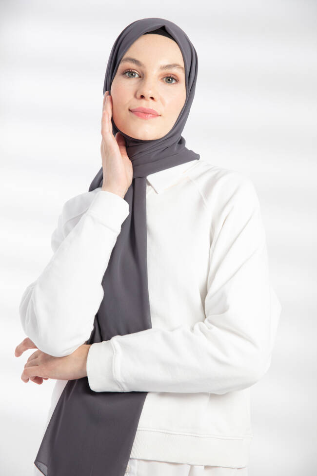 Chiffon Anthracite Hijab - 4