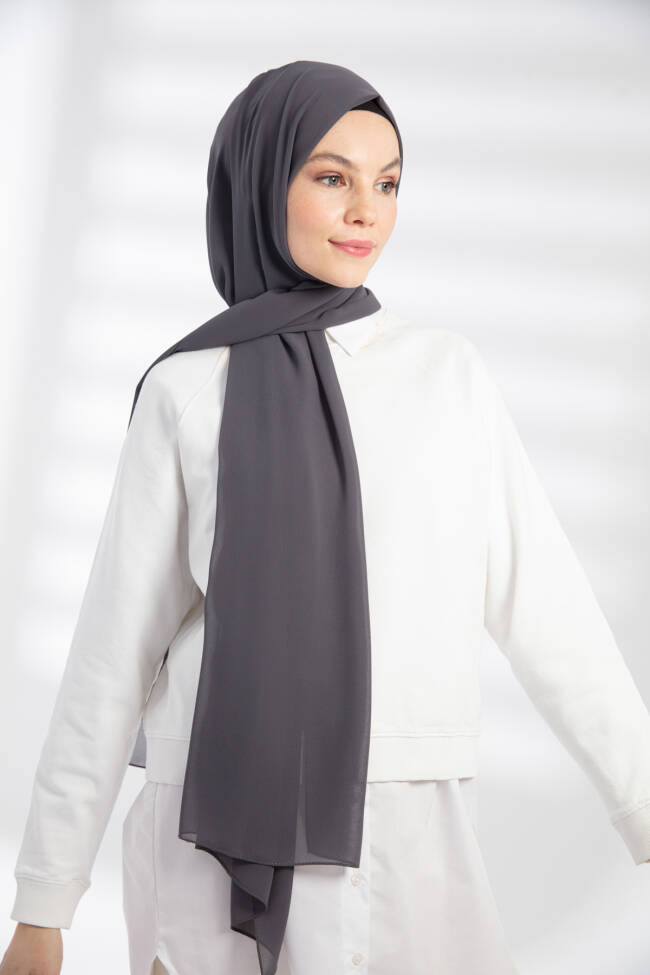 Chiffon Anthracite Hijab - 5