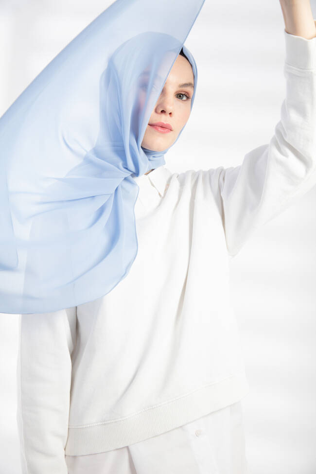 Chiffon Baby Blue Hijab - 1