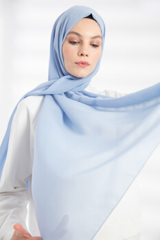 Chiffon Baby Blue Hijab - 4