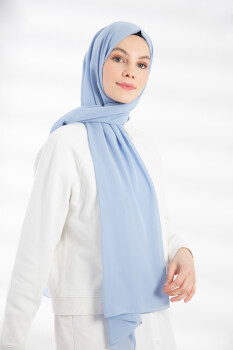 Chiffon Baby Blue Hijab - 5