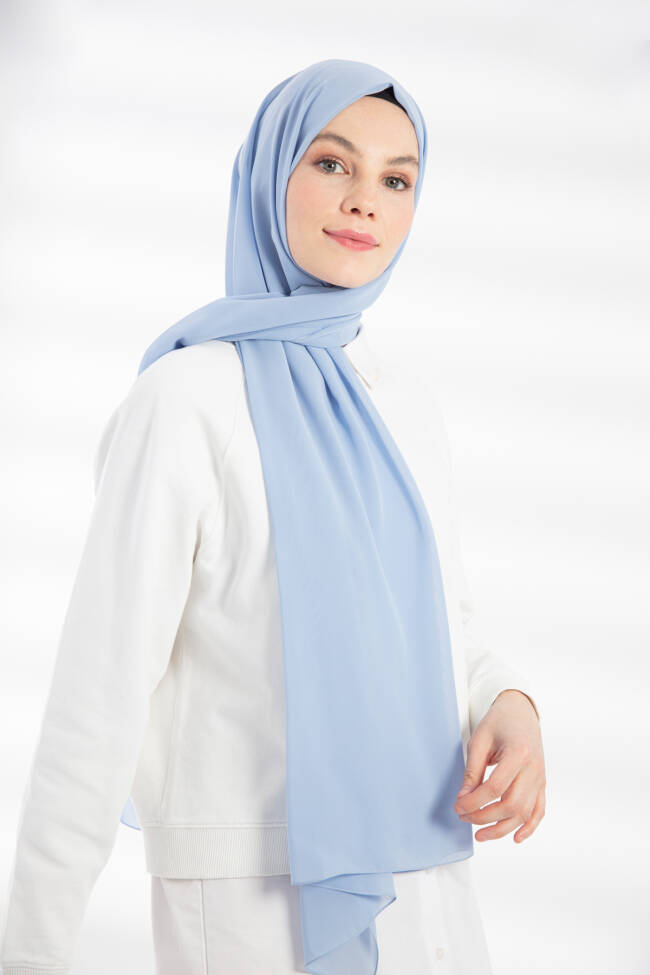 Chiffon Baby Blue Hijab - 5