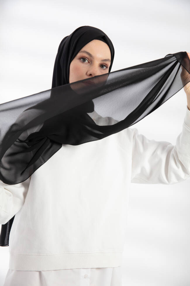 Chiffon Black Hijab - 1