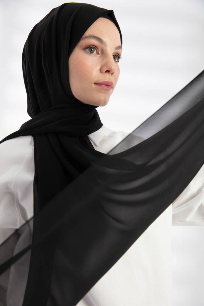 Chiffon Black Hijab - 2