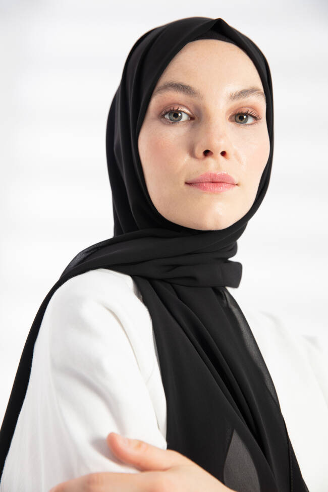 Chiffon Black Hijab - 3