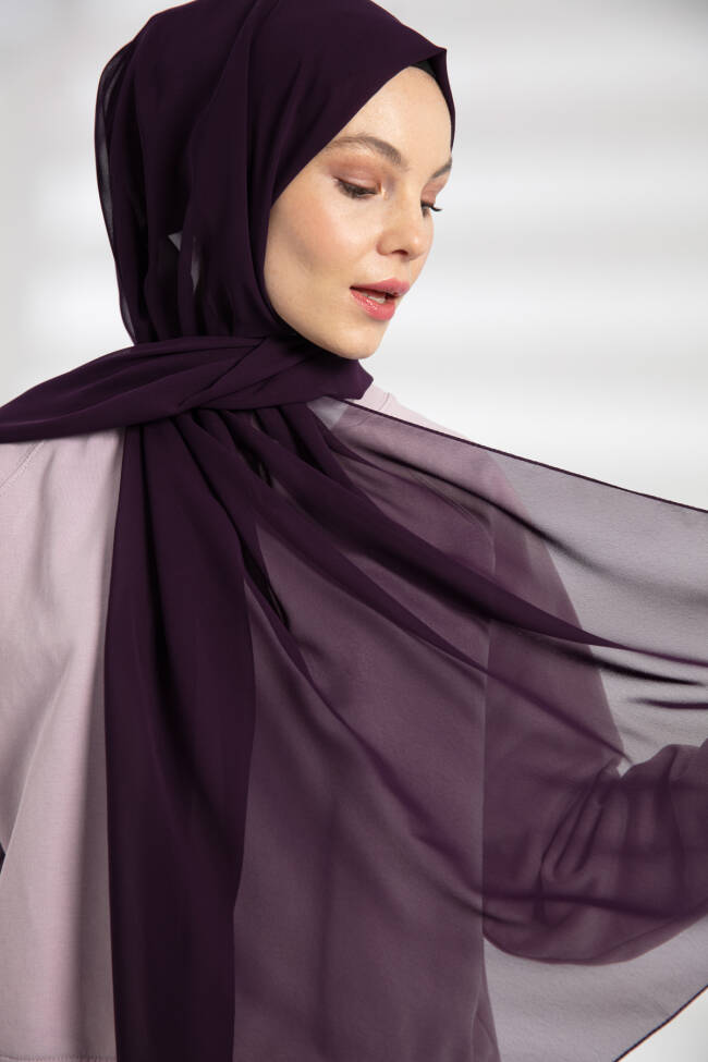 Chiffon Eggplant Purple Hijab - 1