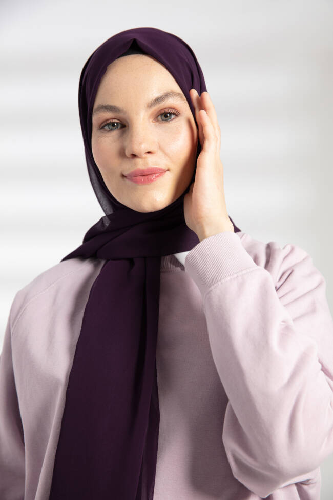 Chiffon Eggplant Purple Hijab - 2