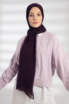 Chiffon Eggplant Purple Hijab - 3