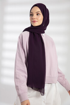 Chiffon Eggplant Purple Hijab - 5