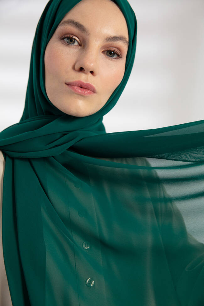 Chiffon Emerald Green Hijab - 2