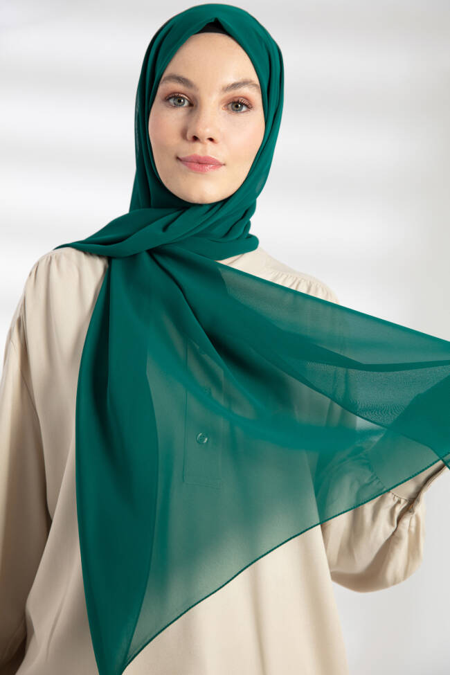 Chiffon Emerald Green Hijab - 3