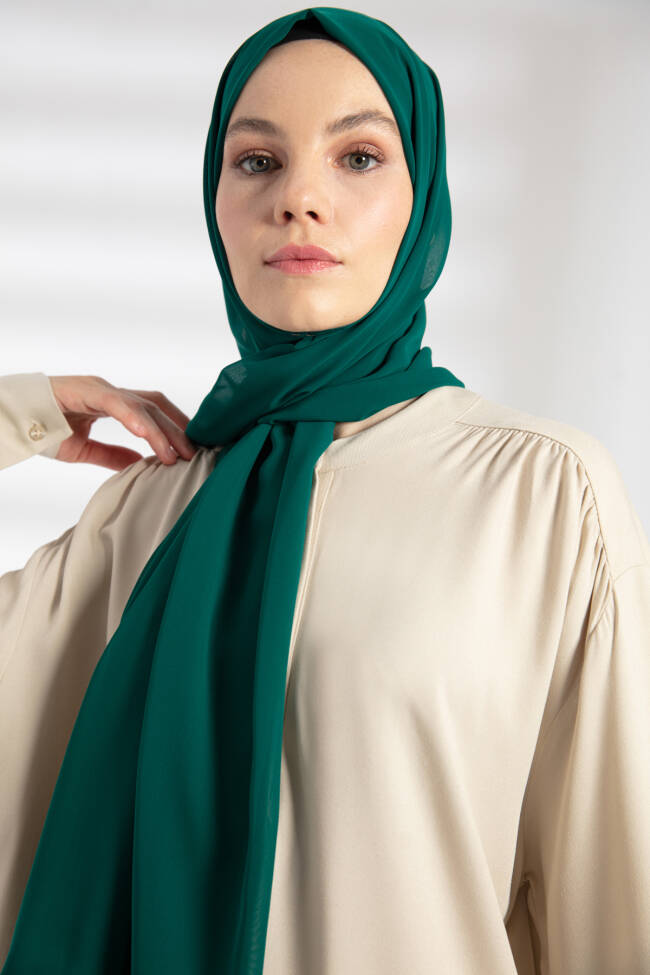 Chiffon Emerald Green Hijab - 4