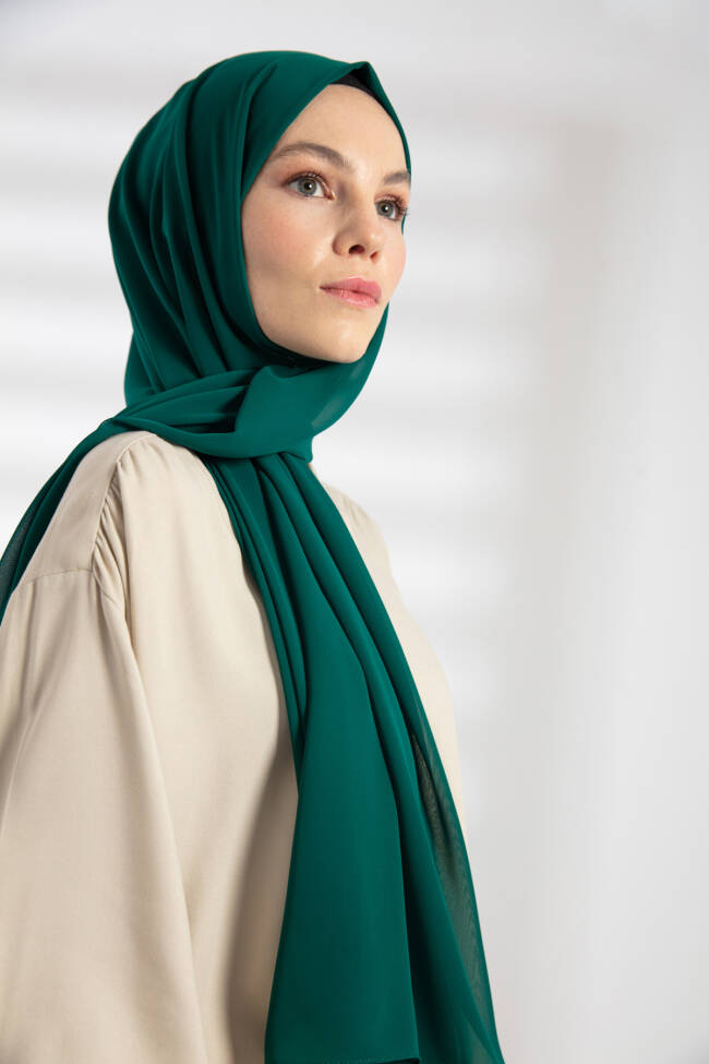 Chiffon Emerald Green Hijab - 5