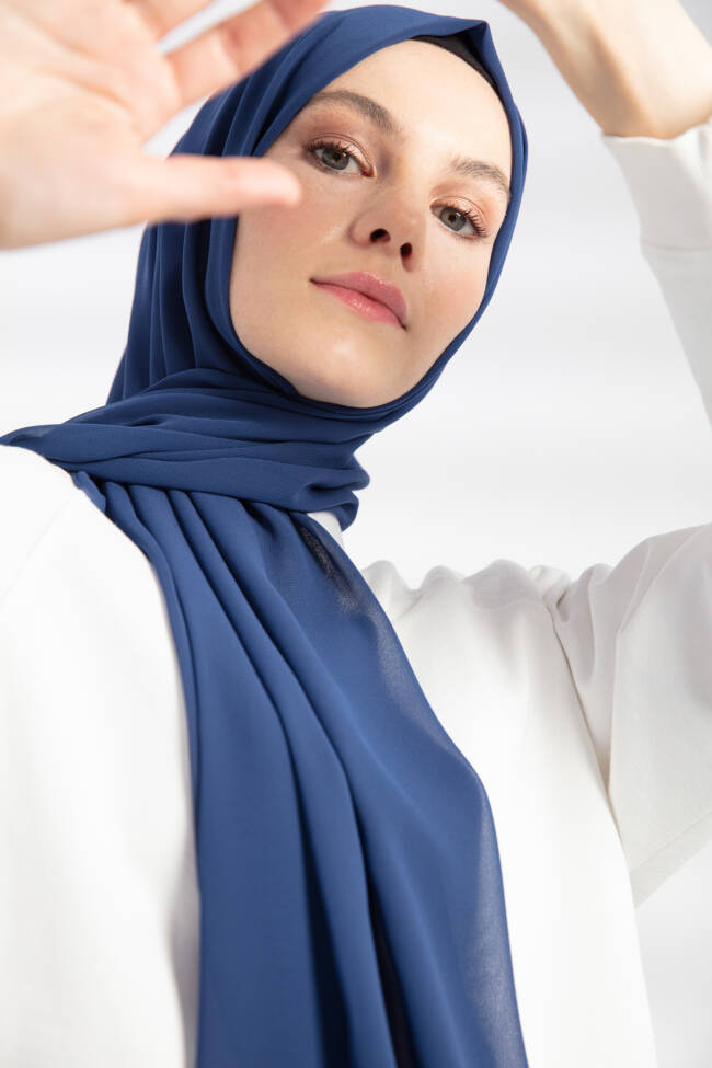 Chiffon Indigo Hijab - 3