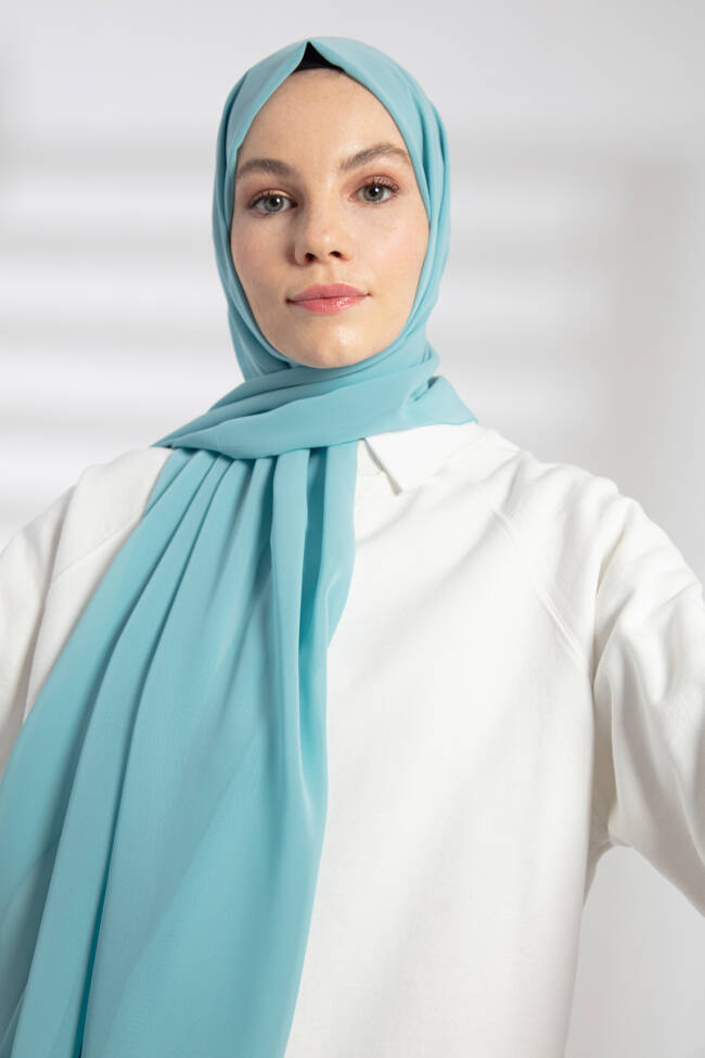 Chiffon Mint Green Hijab - 4