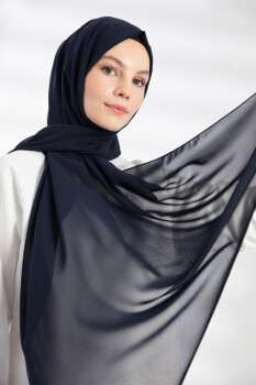 Chiffon Navy Blue Hijab - 2