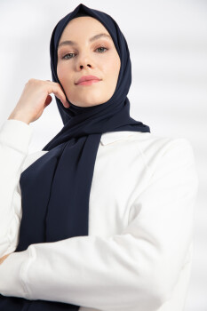 Chiffon Navy Blue Hijab - 3