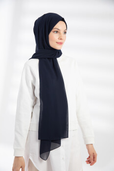 Chiffon Navy Blue Hijab - 5