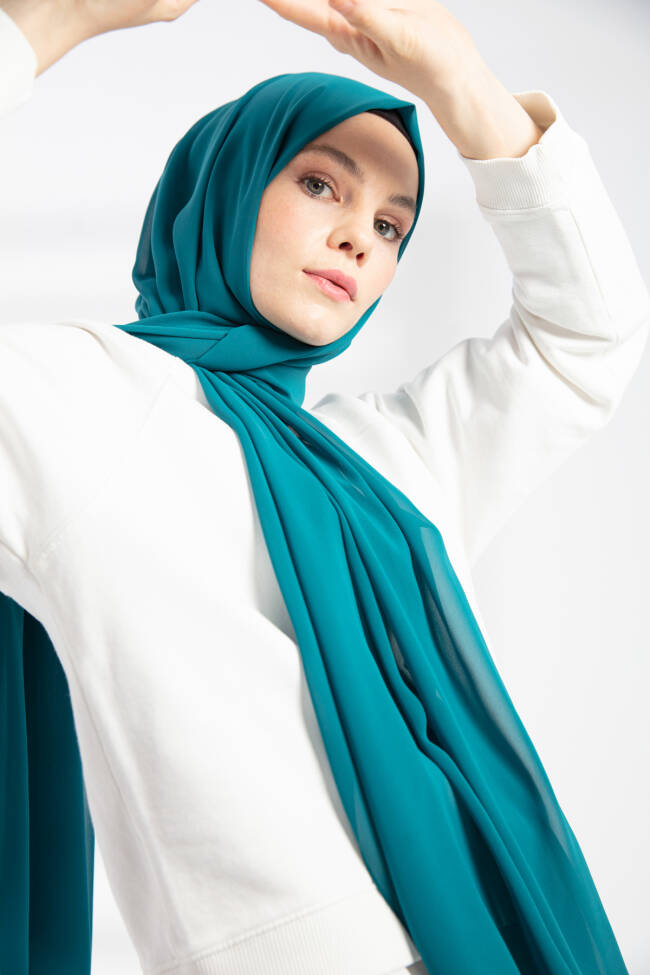 Chiffon Petrol Blue Hijab - 3