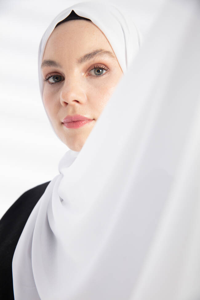 Chiffon White Hijab - 1