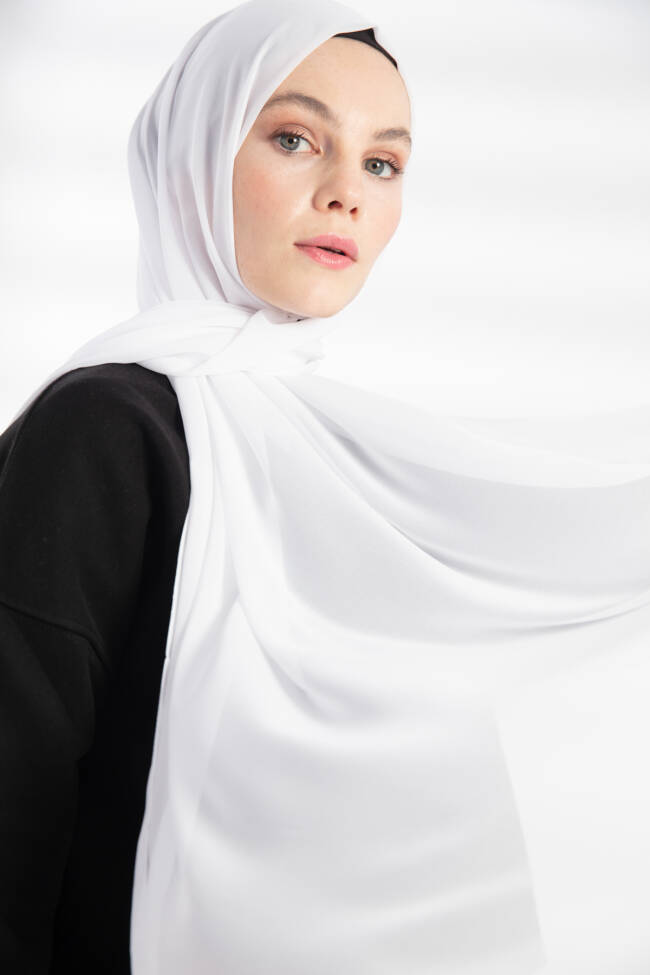 Chiffon White Hijab - 3