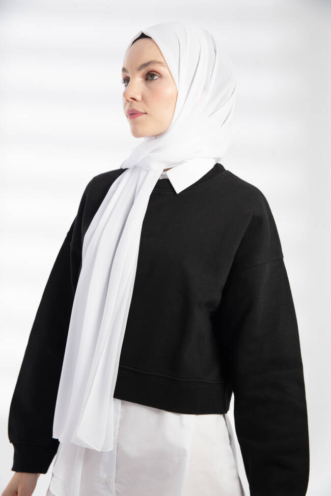 Chiffon White Hijab - 4