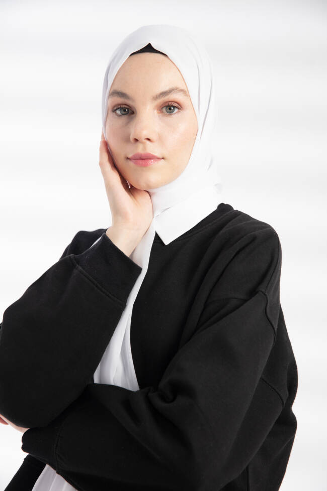 Chiffon White Hijab - 5