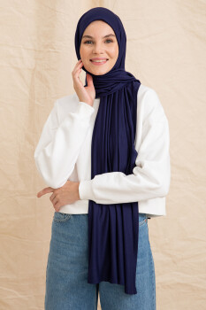Jersey Navy Blue Hijab - 3
