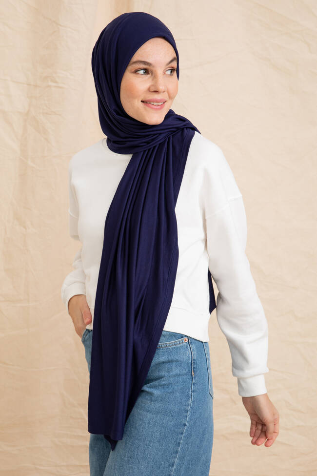 Jersey Navy Blue Hijab - 4