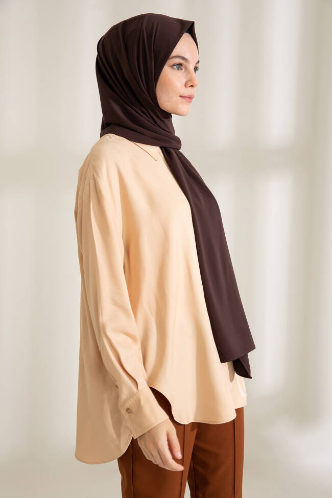 Medina Silk Dark Coffee Hijab - 3