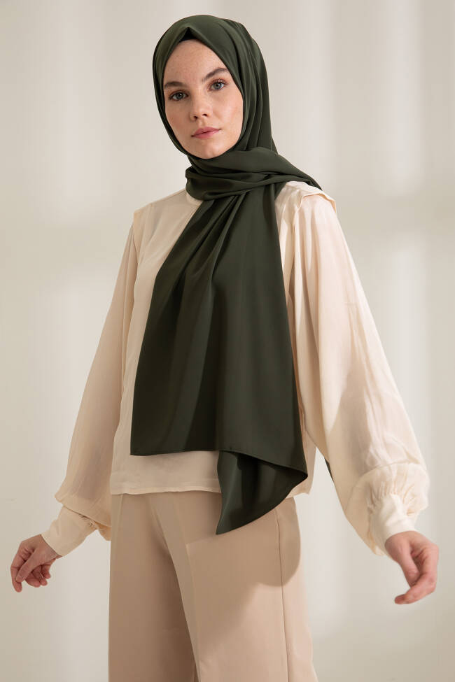 Medina Silk Dark Khaki Hijab - 2