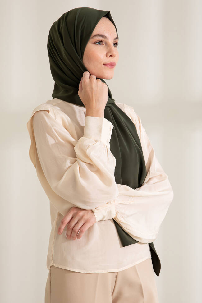 Medina Silk Dark Khaki Hijab - 3