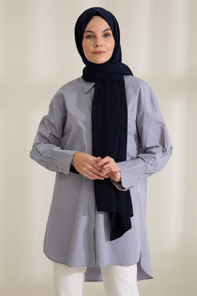 Medina Silk Navy Blue Hijab - 2