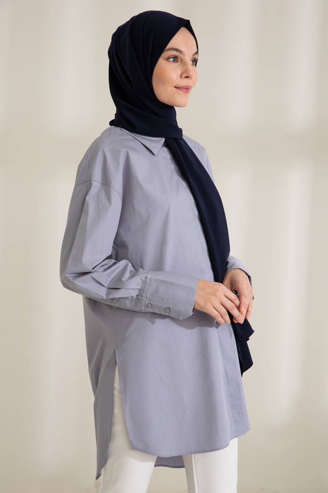 Medina Silk Navy Blue Hijab - 3