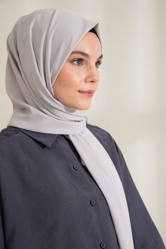 Medina Silk Soft Gray Hijab - 4