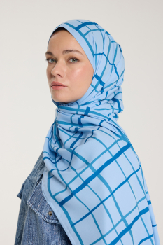 Pure Tone Şal - Kare Desen - Bebe Mavisi - Mavi - Pure Scarfs