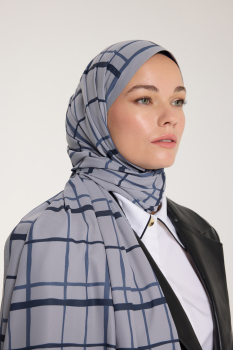 Pure Tone Şal - Kare Desen - Gümüş - Laci - Pure Scarfs