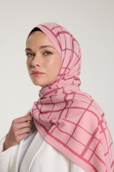 Pure Tone Şal - Kare Desen - Pembe - Gülkurusu - Pure Scarfs