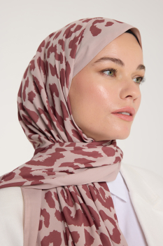 Pure Tone Şal - Leopar Desen - Latte - Kurugül - Pure Scarfs