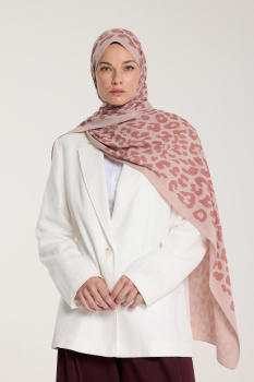 Pure Tone Şal - Leopar Desen - Latte - Nude - Pure Scarfs