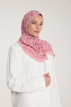 Pure Tone Şal - Leopar Desen - Pembe - Gülkurusu - Pure Scarfs