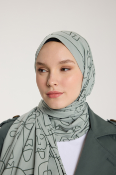 Pure Tone Şal - Marjinal Desen - Çağla - Koyu Çağla - Pure Scarfs