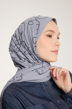 Pure Tone Şal - Marjinal Desen - Gümüş - Füme - Pure Scarfs