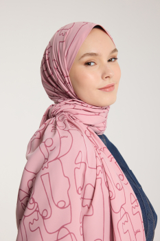 Pure Tone Şal - Marjinal Desen - Pembe - Gülkurusu - Pure Scarfs