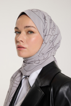 Pure Tone Şal - Marjinal Desen - Soft Gri - Gri - Pure Scarfs