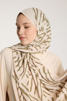 Pure Tone Şal - V Desen - Bej - Haki - Pure Scarfs