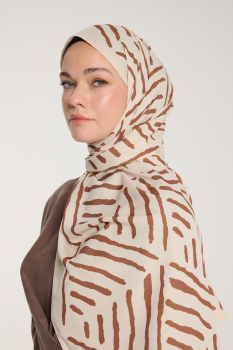 Pure Tone Şal - V Desen - Bej - Kahve - Pure Scarfs