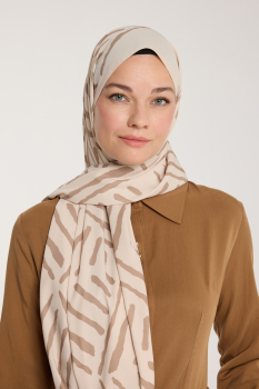 Pure Tone Şal - V Desen - Bej - Vizon - Pure Scarfs