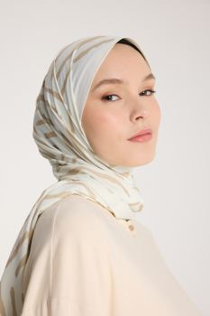 Pure Tone Şal - V Desen - Fildişi - Bej - Pure Scarfs