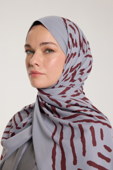 Pure Tone Şal - V Desen - Gümüş - Bordo - Pure Scarfs